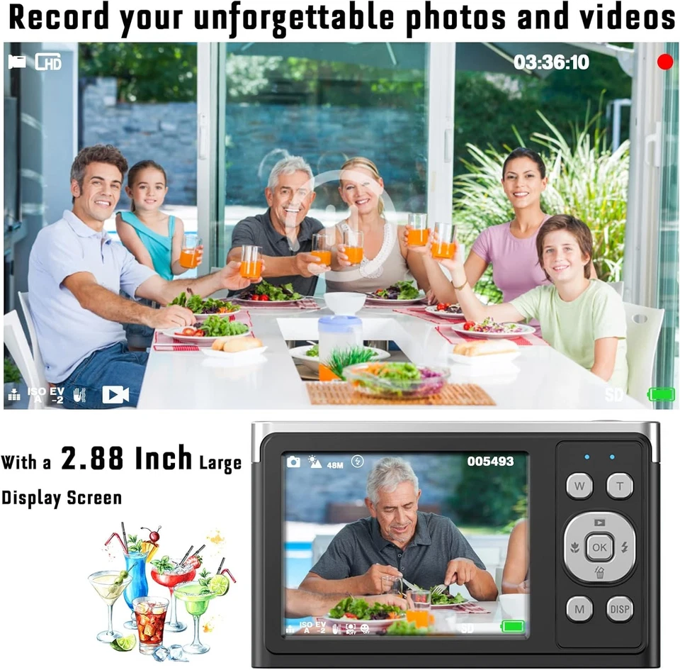 Digitalkamera Autofokus Fotokamera 4K HD Mini Videokamera 50MP 16X Zoom Camera. - Bild 4 von 4