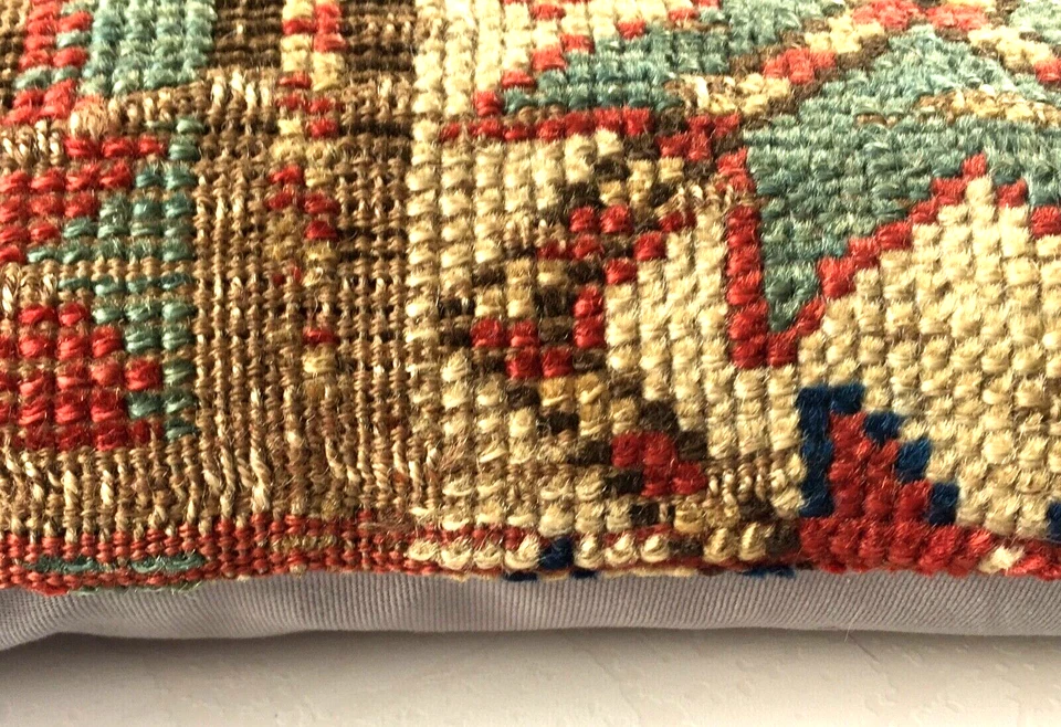 Antik Retro Kissen Teppich Kaukasus Handgeknüpft Beige Caucasus Rug Cushion - Bild 2 von 4