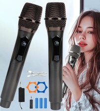 2x Professional Wireless Dual Microphone Cordless Dynamic Karaoke Mic System