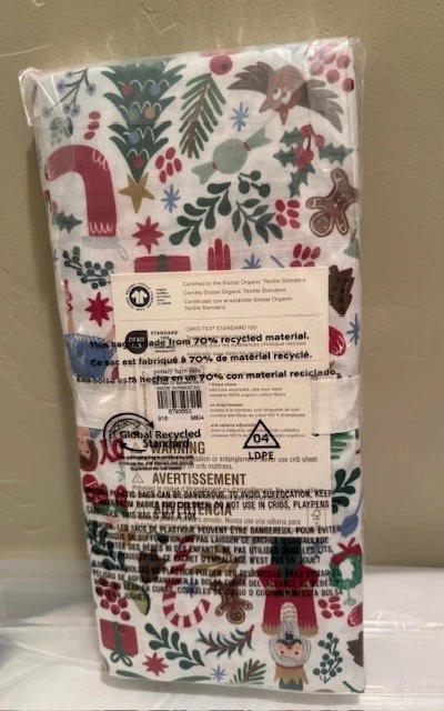 Pottery Barn Niños RIFLE PAPEL CASCANUECES Cuna/Niño Pequeño Sábana Ajustable PERCAL Nuevo Foto 3 de 4