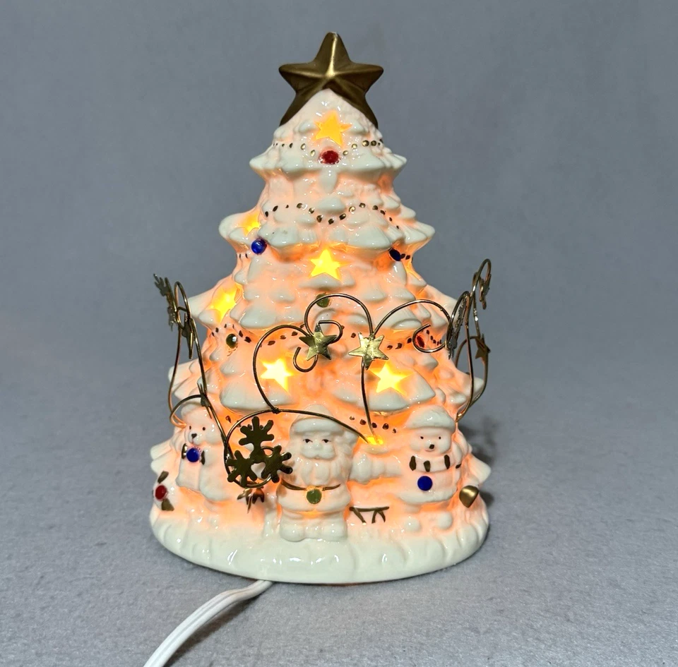 Vintage Porcelain Christmas Tree Lighted w/ Box 7" - Image 2 of 4