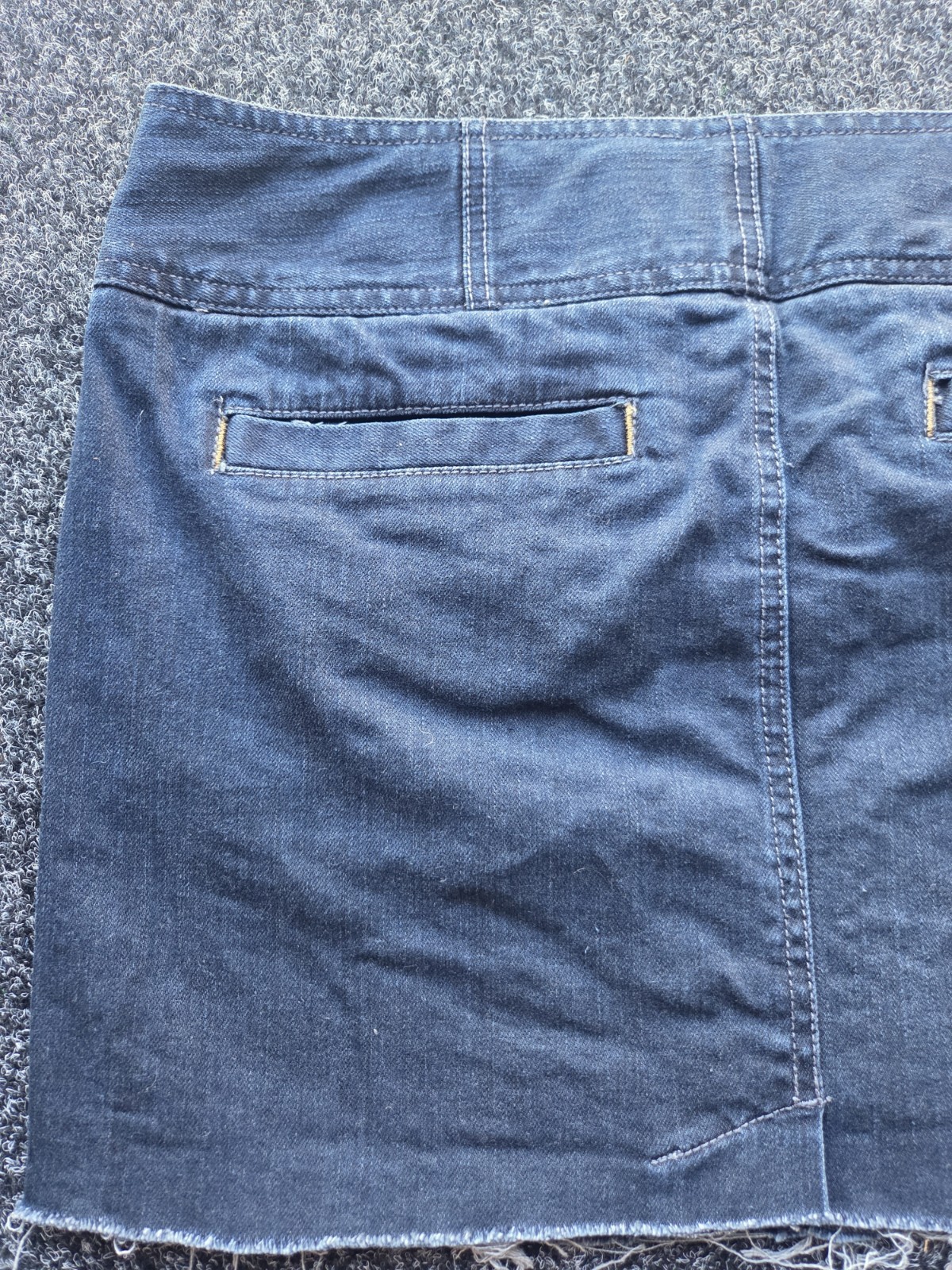 Vintage Converse One Star Denim Mini Skirt Dark Wash Size 10 Y2K Distressed Hem image 5