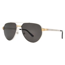 Cartier Santos de Cartier Polarized Smoke Pilot Men's Sunglasses CT0425S 001 59