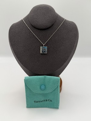 Tiffany & Co. 925 Sterling Silver NY Notes Square Pendant Necklace 16in