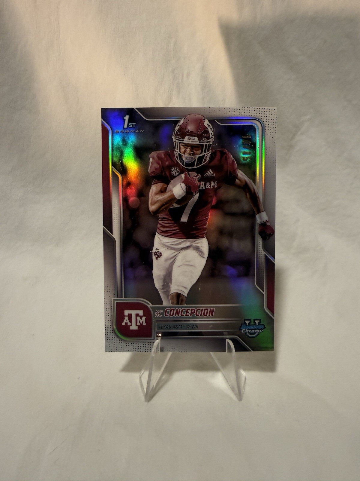 2025 Bowman U Chrome KC Concepcion 1st White Refractor /15 Texas A&M #91