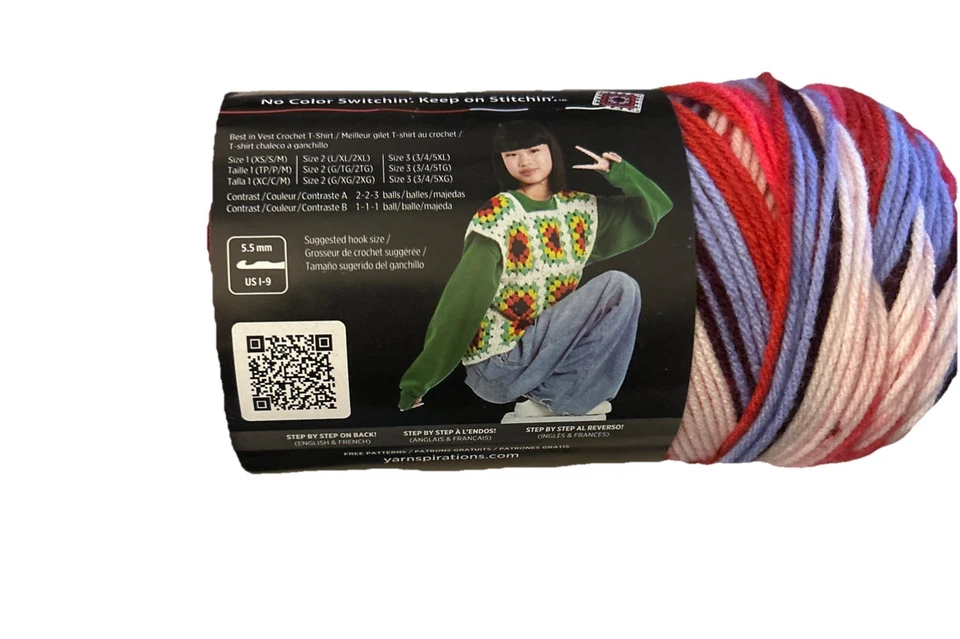 Red Heart Granny Square All In One Yarn 1 Skein “Soft White/Hot Stuff” - Image 3 of 4