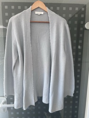 ESCADA Cardigan Gr. 42 100% Kaschmir Hellblau/grau Made in Italy Strassbesatz