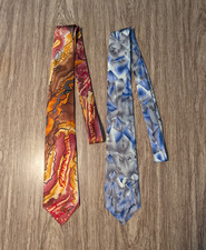 J. Garcia Men  s Designer Silk Ties Lot of 2 Duck Worm Alarm/Facets