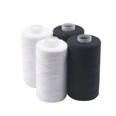2-teiliges 500 m Nähgarn-Set | Polyester stark robust schwarz weiß Handmaschine