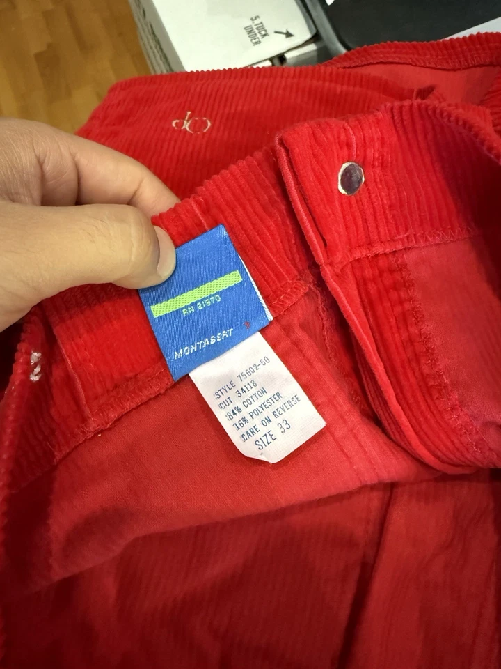 Vintage OP Ocean Pacific Long Riders Red Corduroy Shorts Surf Skate NWT  - Image 4 of 4