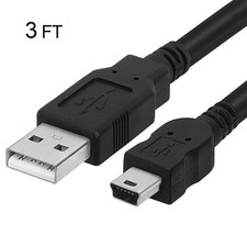 Black 3FT 2.0 USB Cable Type A to Mini B Male to Male 5 PIN for Camera