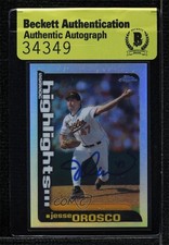 BAS 2000 Topps Chrome Refractor Jesse Orosco #460 Seal of Authenticity Auto 3c7