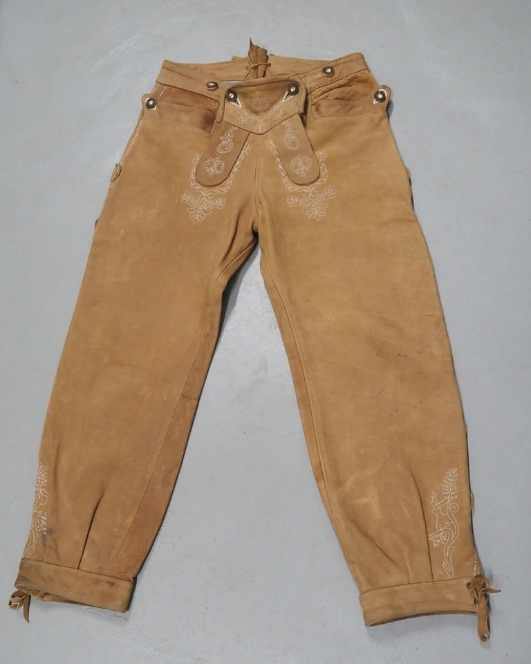 Trachten Lederhose Größe 48 Herren Büffel Nubukleder lang T031 - Bild 1 von 4
