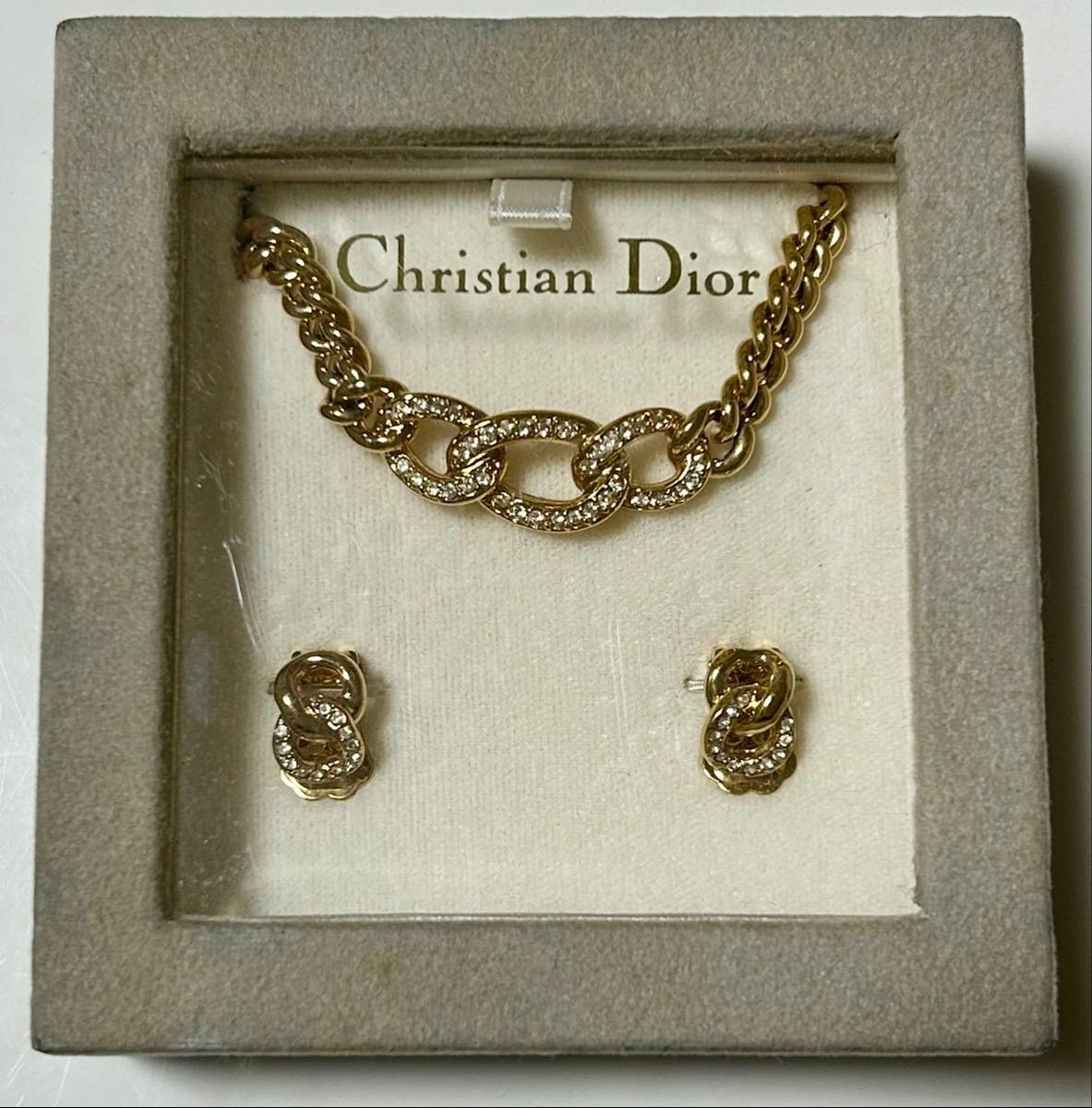 Vintage Christian Dior Gold Necklace & Earrings Set Dior Accessories