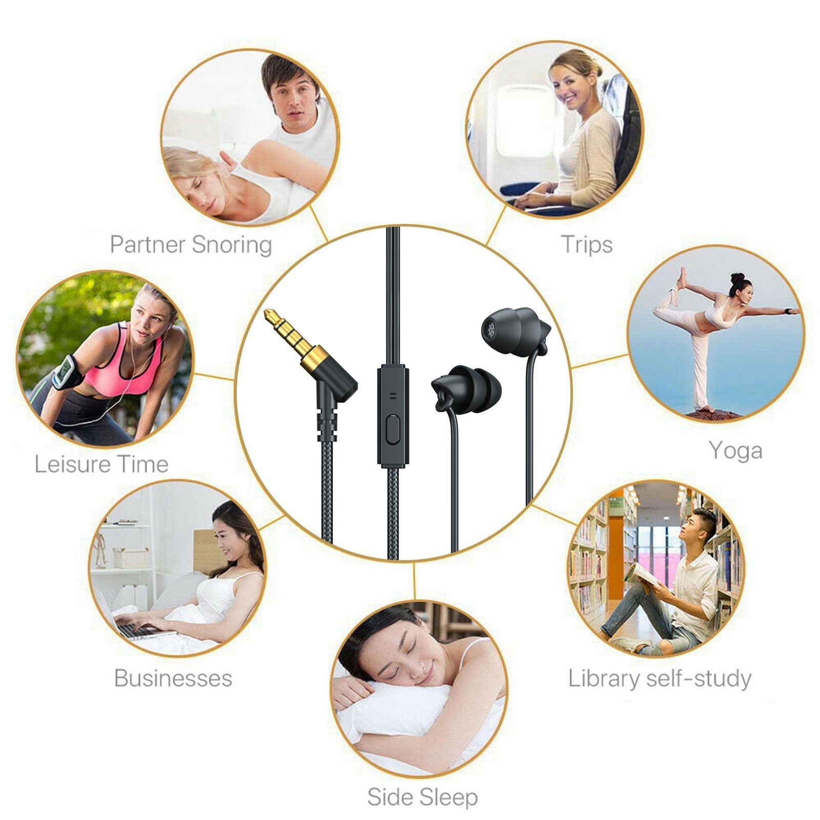 In-Ear Sleep Headphones Soft Wireless Earbuds Noise Cancelling for Night Use