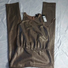 BCBG Maxaria Lowe Gold Sequin Jumpsuit, SZ XS NWT Great For Holiday Parties READ