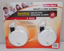 New! Sealed! 2- Pack FIRST ALERT "Smoke & Fire Alarm #540004 /Maximum Protection