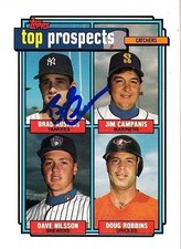 Brad Ausmus signed autographed Yankees 1992 Topps Top Prospects Rookie Card RC. rookie card picture