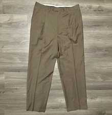Canali Wool Dress Pants Men’s 34x31 Brown Pleated Cuffed Trousers