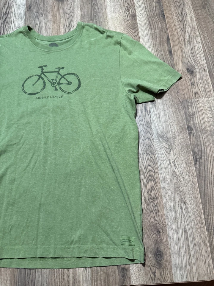 Camisa Life is Good, Para Hombre Grande, Manga Corta Verde Negro Bicicleta Dispositivo Móvil Foto 3 de 4