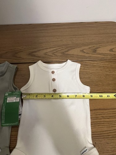 NWT 0-3 Months Gerber Modern Moments 2pk Bodysuit Onesies Green & White - Picture 21 of 22