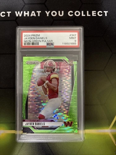 2024 Panini Prizm - Jayden Daniels (RC) #347 Neon Green Pulsar Prizm PSA 9