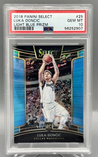 2018 Panini Select Luka Doncic Light Blue Prizm RC /299 PSA 10 Rookie Mavericks