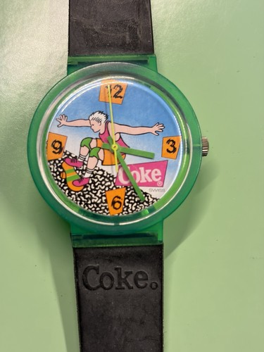 Vintage Coca-Cola Coke Swiss Made Skateboard Promotional Watch Runs