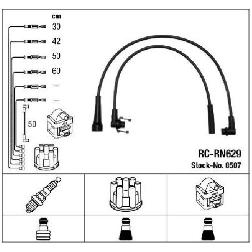 ZüNdleitungssatz FüR Renault Super B 1.7 86 Bis 95 NGK F3N716 F3N702-image