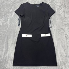 Tommy Hilfiger Scuba Crepe Two-pocket Shift A-Line Dress Womens 8 Black Back Zip