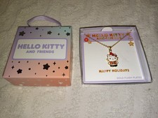 Hello Kitty and Friends Christmas Kitty Necklace Gold Flash Plated NIB