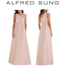 Alfred Sung Toasted Sugar One-Shoulder A-Line Gown Size 12 D815S