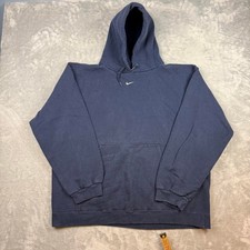 Vintage Y2K Nike Center Swoosh Hoodie USA Made Navy Pullover Sweatshirt XL