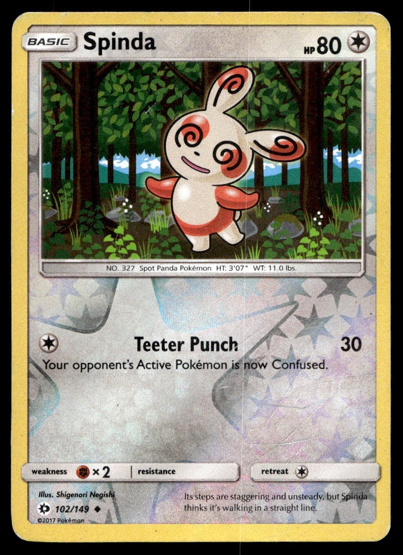 Spinda 102/149 Pokemon Card Sun & Moon Uncommon 80 HP Rev Holo Played DX