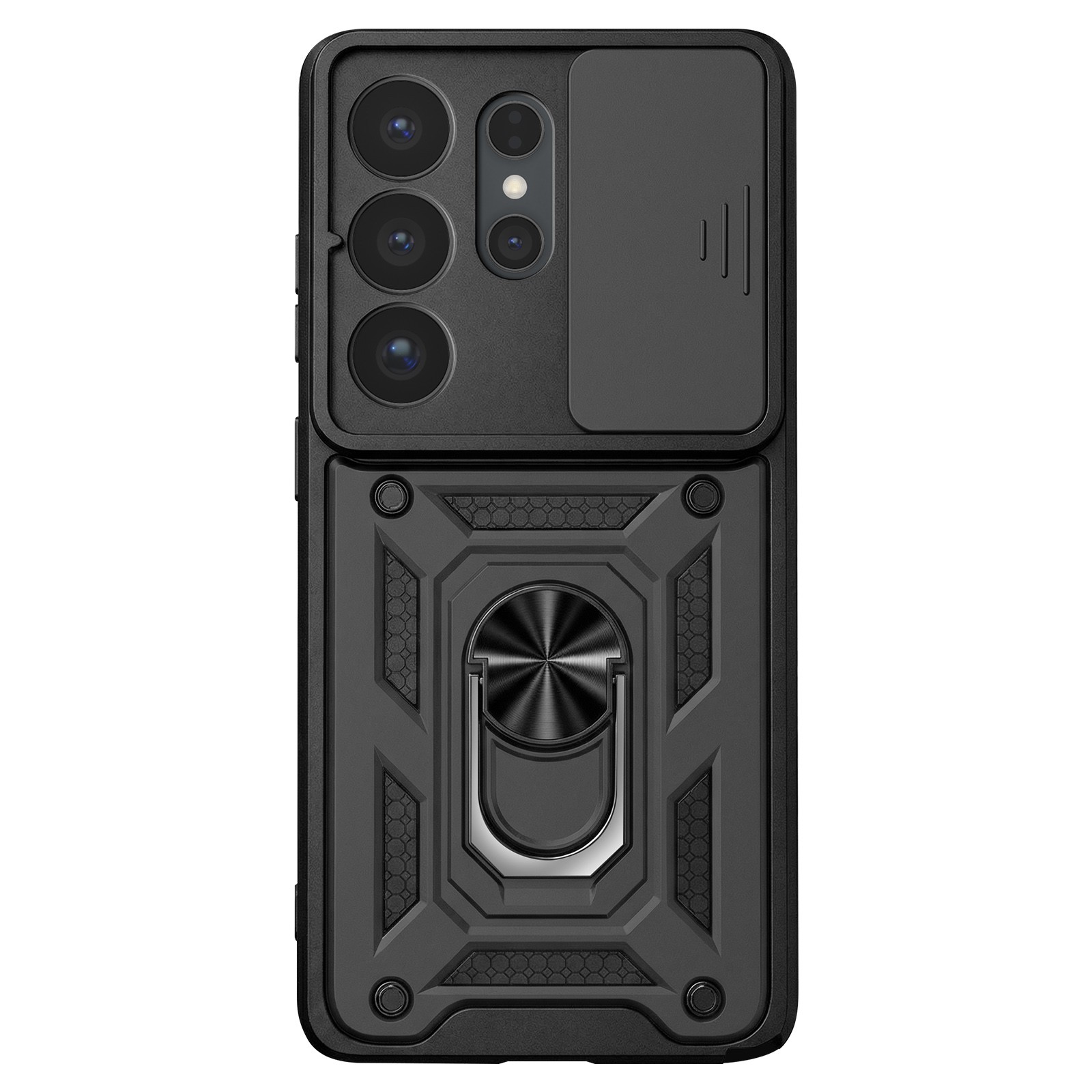 Coque Galaxy S26 Ultra avec protège-caméra et anneau support noir