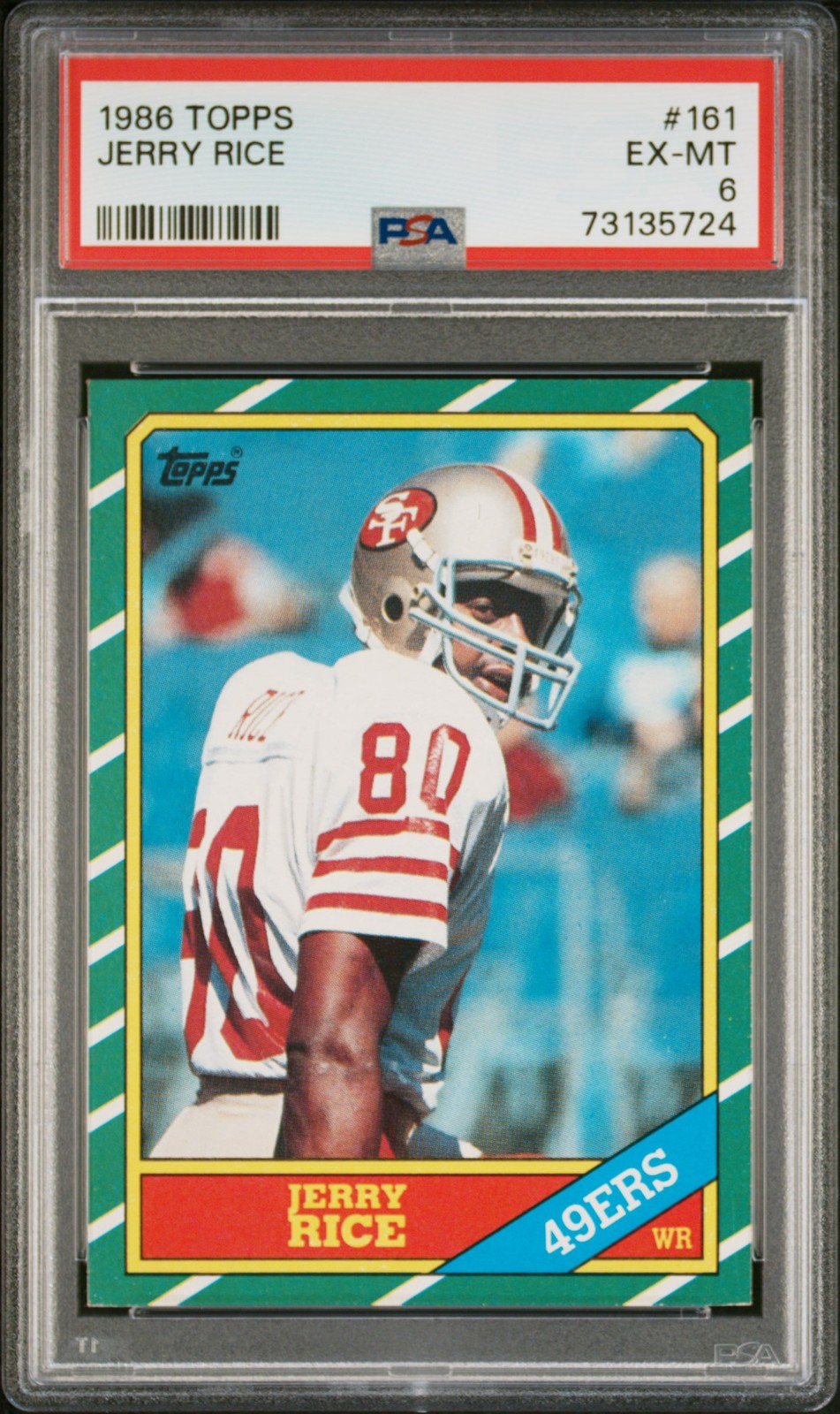 1986 TOPPS #161 JERRY RICE PSA 6 view 1