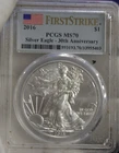 2016 US Silver Eagle $1 PCGS MS70  First Strike Flag Label