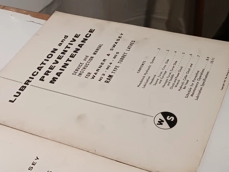 批量 9 件 Warner & Swasey No. 3、4 和 5 Ram 型炮塔车床用户手册 — 第 4/4 张图片
