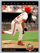 1993 Upper Deck #4 Willie Greene Cincinnati Reds Star Rookie 3B MLB Card. rookie card picture