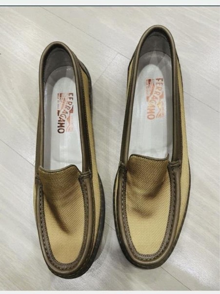 Women Ferragamo Loafers Brown Textile 38