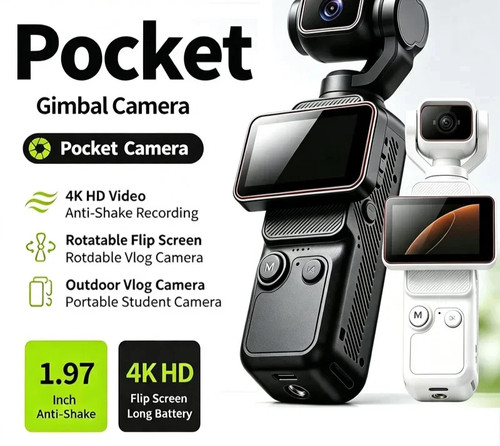Lenovo 4K Handheld Pocket Action Camera with Rotating HD Screen Image Stabilizat