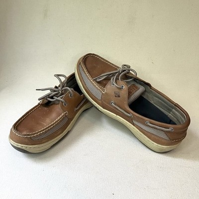 SPERRY Top Sider  Billfish 3 Eye Boat Shoe TAN/BEIGE Men's 10W Good Condition 