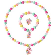 Jewelry set for girls, cute unicorn bead necklace, unicorn jewelry for little
