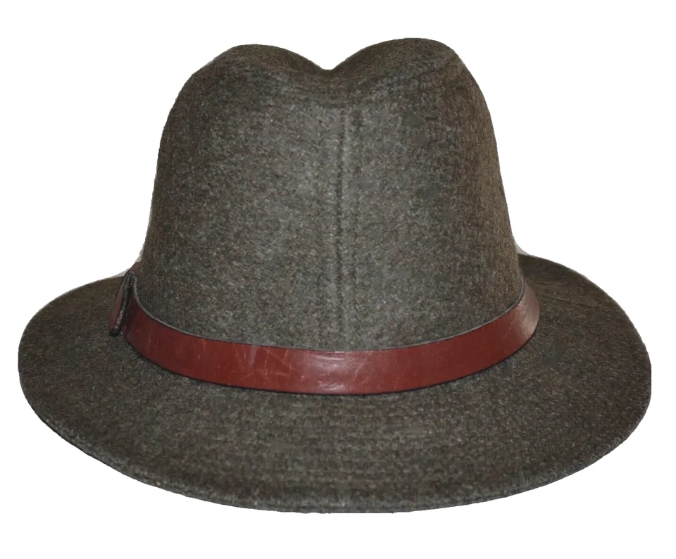 KANGOL хаки зеленый шерсти смесь и кедра коричневый кожаный полями шляпа средний 21» США - Изображение 3 из 4