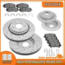 Front & Rear Drilled Brake Rotors Ceramic Brake Pads For Honda Odyssey 2015-2017