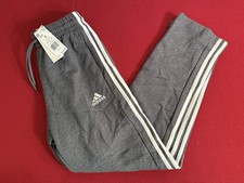 Adidas Essentials Dark Gray 3 Striped Fleece Pants IJ8888 Size Small NEW