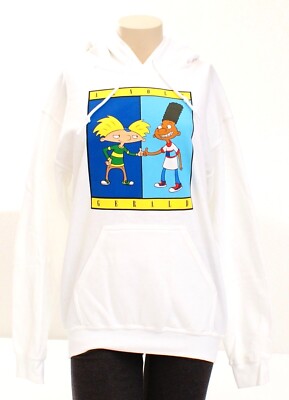Gildan Arnold Gerald White Graphic Pullover Hoodie Sweatshirt Unisex Small NEW