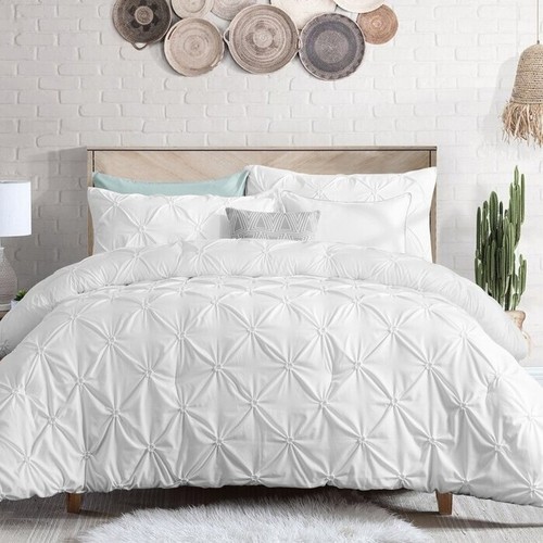 King Size All Season Pleated Hypoallergenic Microfiber Reversible 3 Piece Com...
