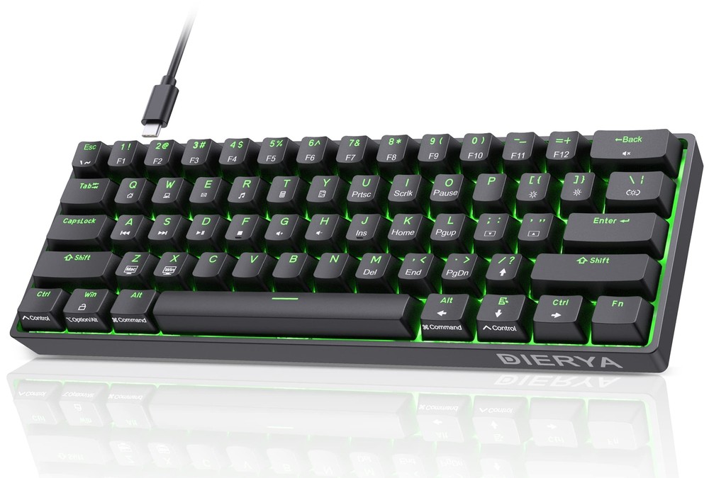60% DK61se Wired Mechanical Gaming Keyboard with Brown Switches and LED Backlighting