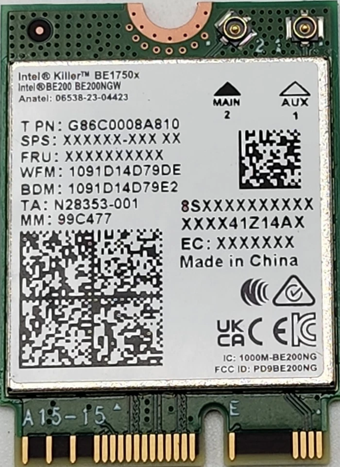 Intel Killer BE200 1750x & BT 5.4 for M.2. pcie for Intel Processors Single Pack - Image 2 of 4